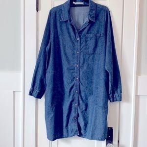 Behind The Seams Long Denim Shirt Dress